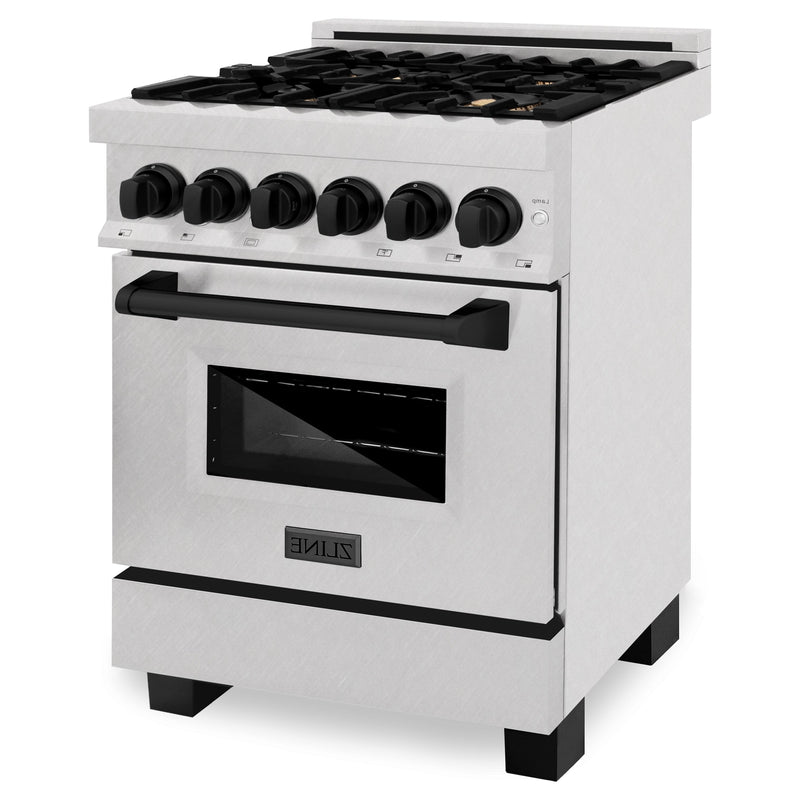 ZLINE Autograph Edition 24" 2.8 cu. ft. Dual Fuel Range with Gas Stove and Electric Oven in DuraSnow Stainless Steel with Accents