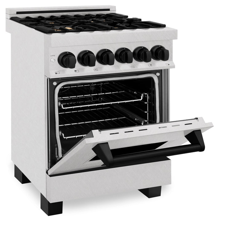 ZLINE Autograph Edition 24" 2.8 cu. ft. Dual Fuel Range with Gas Stove and Electric Oven in DuraSnow Stainless Steel with Accents
