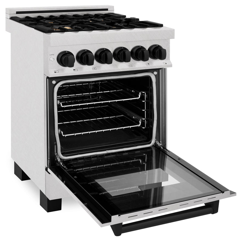 ZLINE Autograph Edition 24" 2.8 cu. ft. Dual Fuel Range with Gas Stove and Electric Oven in DuraSnow Stainless Steel with Accents