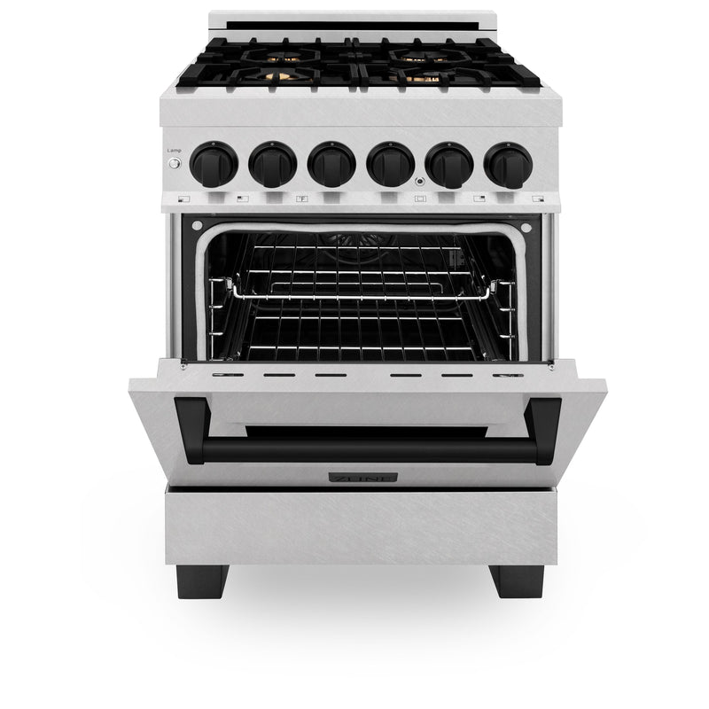 ZLINE Autograph Edition 24" 2.8 cu. ft. Dual Fuel Range with Gas Stove and Electric Oven in DuraSnow Stainless Steel with Accents