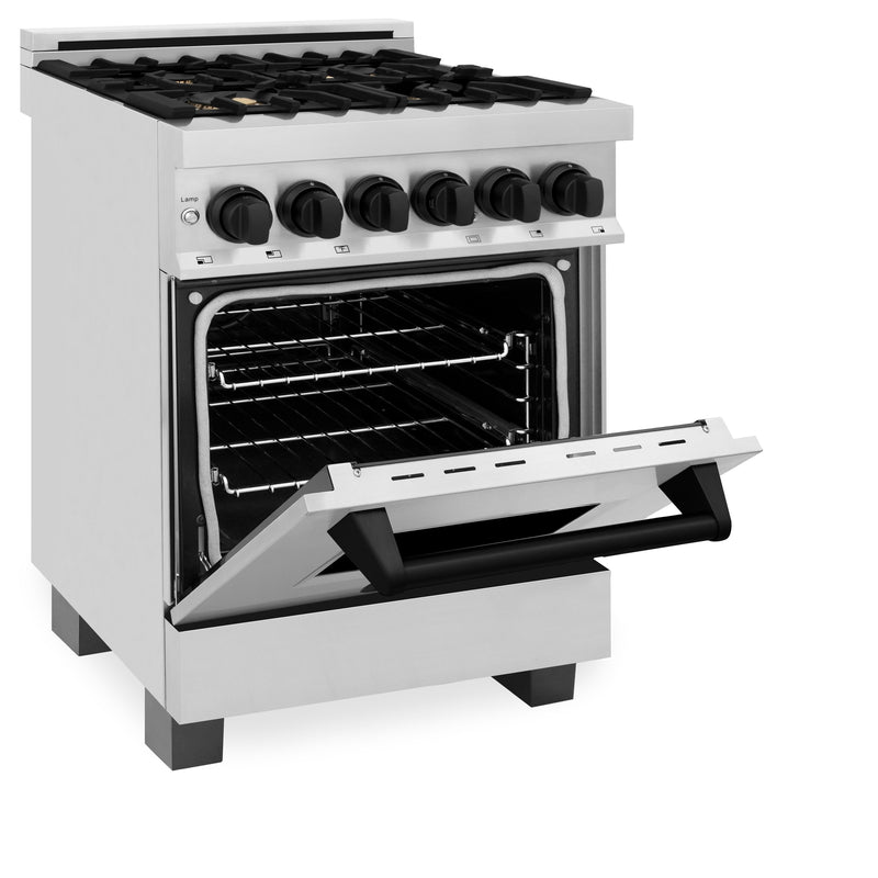 ZLINE Autograph Edition 24" 2.8 cu. ft. Dual Fuel Range with Gas Stove and Electric Oven in Stainless Steel with Accents