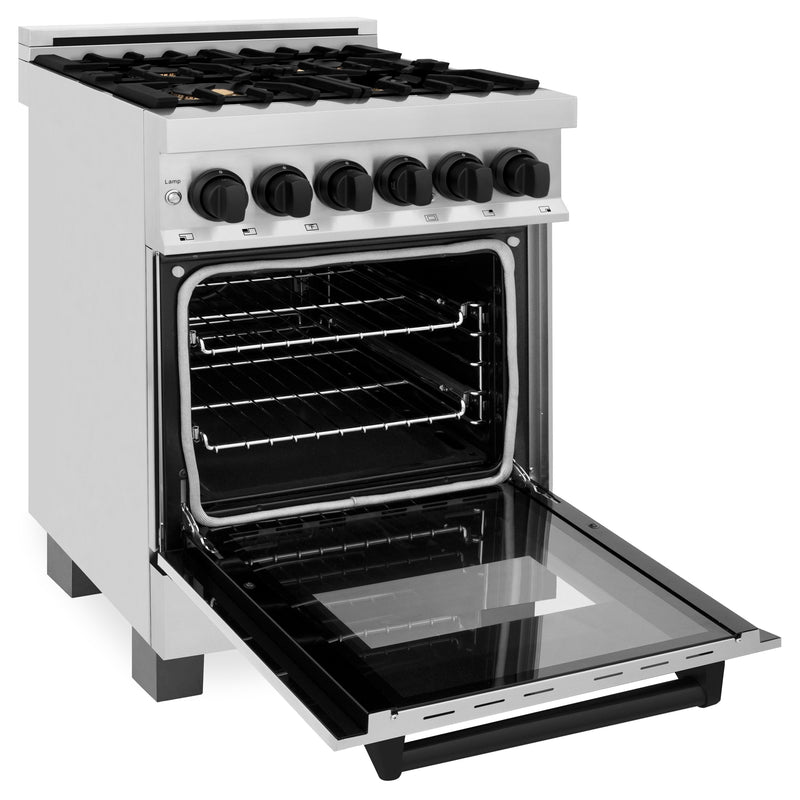 ZLINE Autograph Edition 24" 2.8 cu. ft. Dual Fuel Range with Gas Stove and Electric Oven in Stainless Steel with Accents