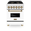 ZLINE Autograph Edition 24" 2.8 cu. ft. Dual Fuel Range with Gas Stove and Electric Oven in Stainless Steel with White Matte Door and Accents - RAZ-WM-24