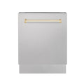 ZLINE Autograph Edition 24" 3rd Rack Top Control Tall Tub Dishwasher in DuraSnow Stainless Steel with Accent Handle, 51dBa