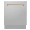 ZLINE Autograph Edition 24" 3rd Rack Top Control Tall Tub Dishwasher in DuraSnow Stainless Steel with Accent Handle, 51dBa