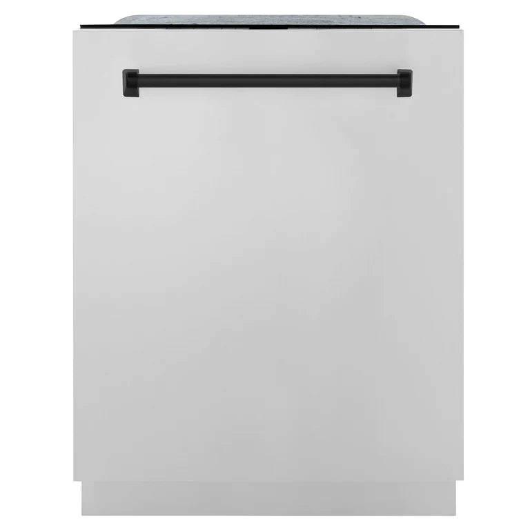 ZLINE Autograph Edition 24 In. Tall Dishwasher, Touch Control, in Stainless Steel with Matte Black Handle, DWMTZ-304-24-MB