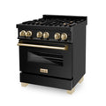 ZLINE Autograph Edition 30" 4.0 cu. ft. Dual Fuel Range with Gas Stove and Electric Oven in Black Stainless Steel with Accents