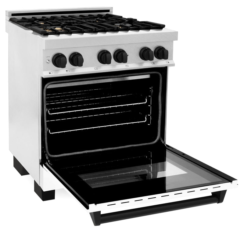 ZLINE Autograph Edition 30" 4.0 cu. ft. Dual Fuel Range with Gas Stove and Electric Oven in DuraSnow Stainless Steel with White Matte Door and Accents