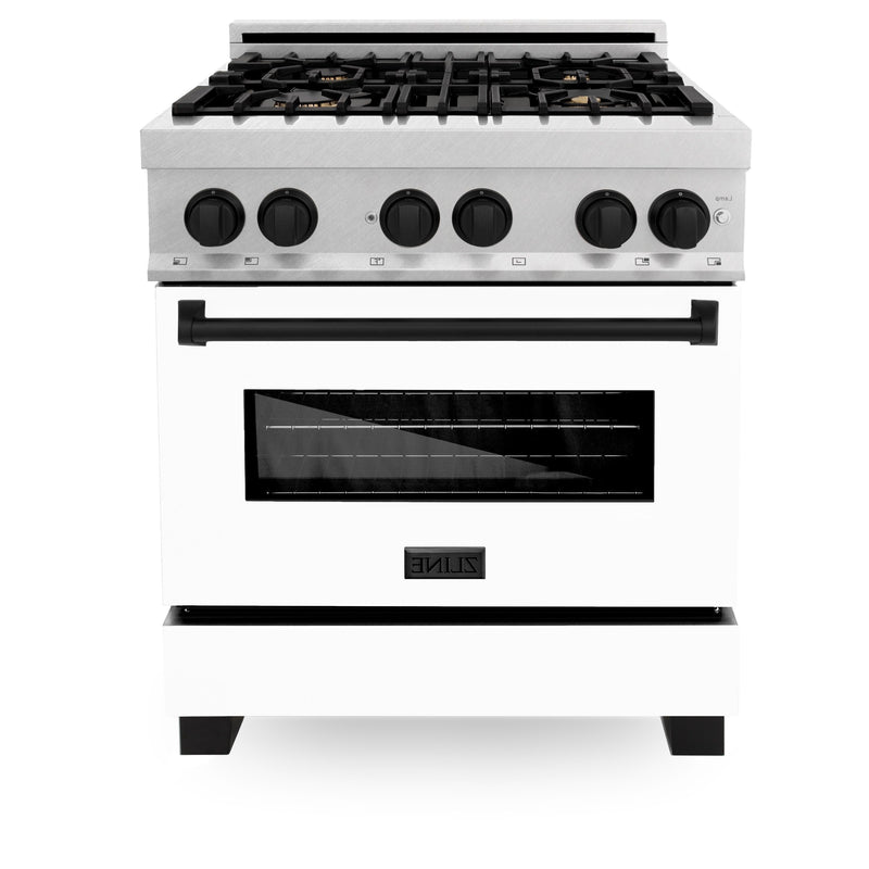 ZLINE Autograph Edition 30" 4.0 cu. ft. Dual Fuel Range with Gas Stove and Electric Oven in DuraSnow Stainless Steel with White Matte Door and Accents