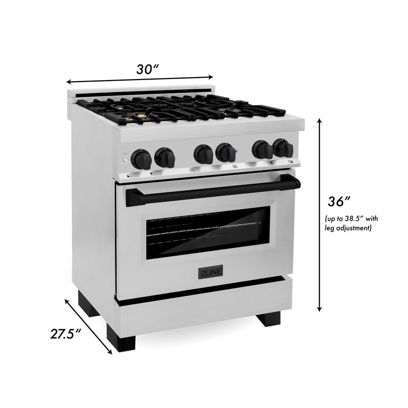 ZLINE Autograph Edition 30" 4.0 cu. ft. Dual Fuel Range with Gas Stove and Electric Oven in Stainless Steel with Accents