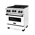 ZLINE Autograph Edition 30" 4.0 cu. ft. Range with Gas Stove and Gas Oven in DuraSnow Stainless Steel with White Matte Door and Accents