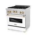 ZLINE Autograph Edition 30" 4.0 cu. ft. Range with Gas Stove and Gas Oven in DuraSnow Stainless Steel with White Matte Door and Accents - RGSZ-WM-30