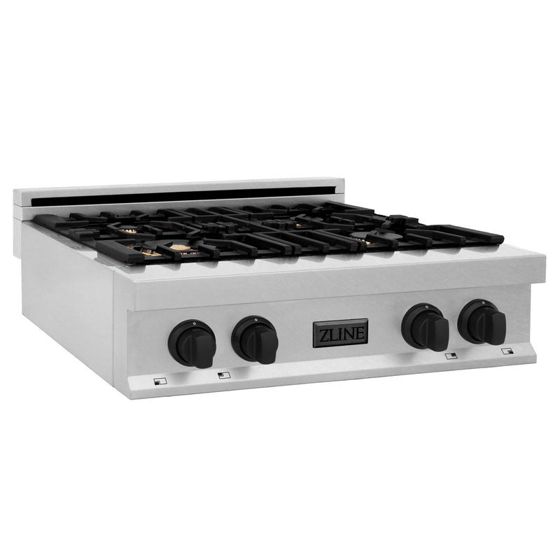 ZLINE Autograph Edition 30" Porcelain Rangetop with 4 Gas Burners in DuraSnow Stainless Steel With Accents