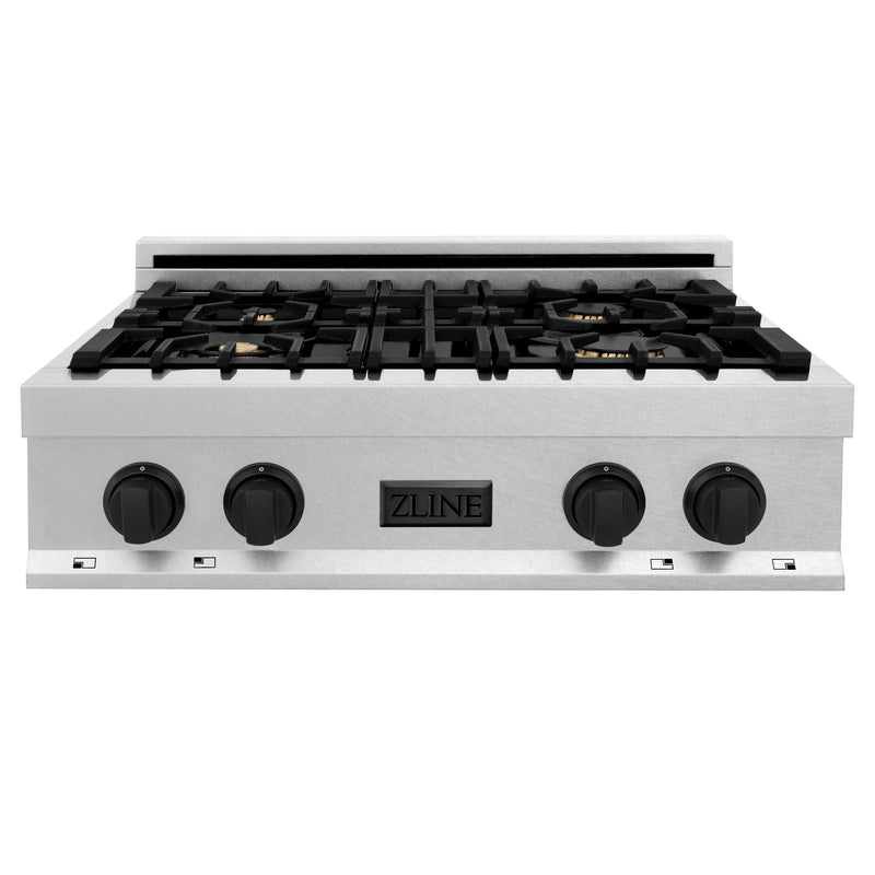 ZLINE Autograph Edition 30" Porcelain Rangetop with 4 Gas Burners in DuraSnow Stainless Steel With Accents