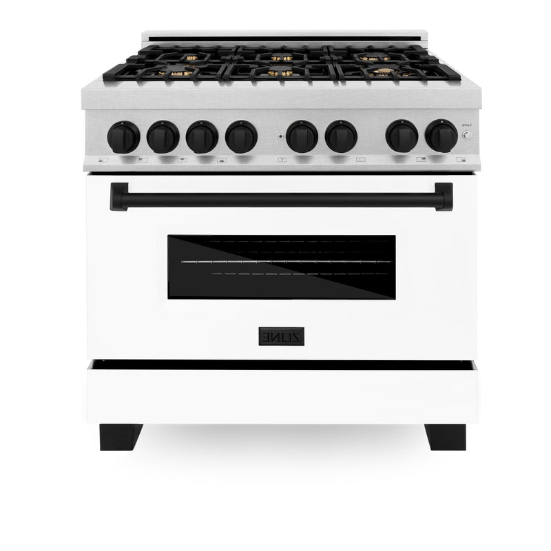 ZLINE Autograph Edition 36" 4.6 cu. ft. Dual Fuel Range with Gas Stove and Electric Oven in DuraSnow Stainless Steel with White Matte Door and Accents