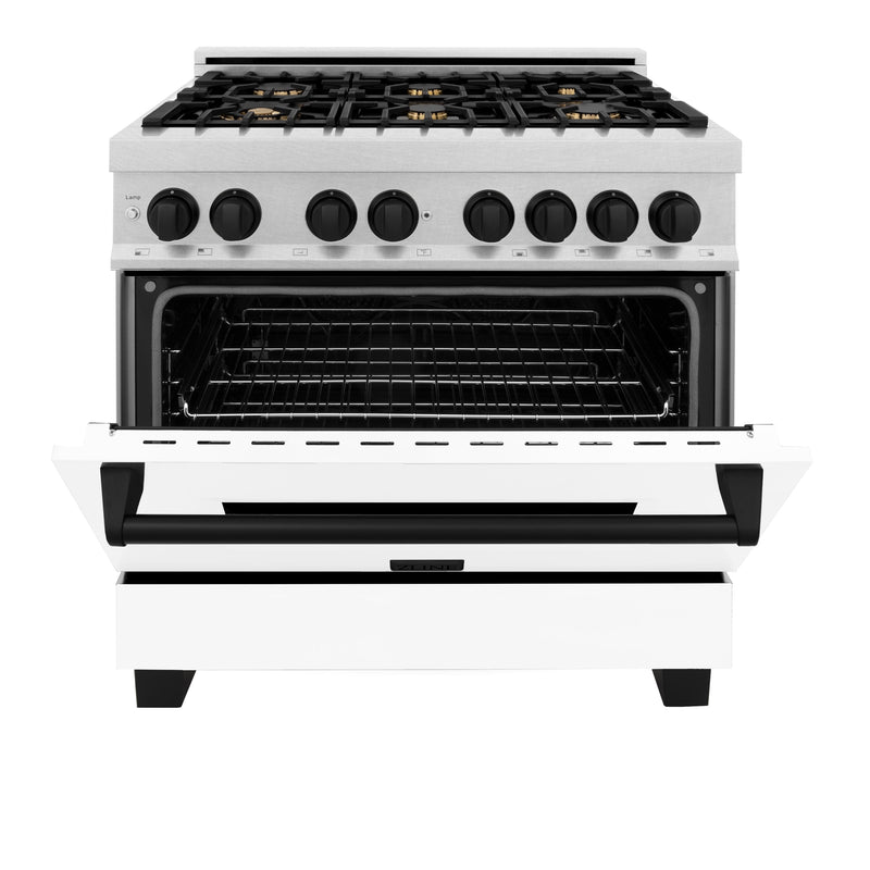 ZLINE Autograph Edition 36" 4.6 cu. ft. Dual Fuel Range with Gas Stove and Electric Oven in DuraSnow Stainless Steel with White Matte Door and Accents