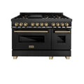 ZLINE Autograph Edition 48" 6.0 cu. ft. Dual Fuel Range with Gas Stove and Electric Oven in Black Stainless Steel with Accents