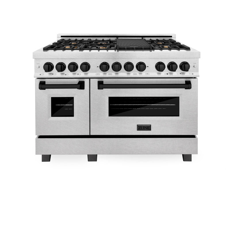 ZLINE Autograph Edition 48" 6.0 cu. ft. Dual Fuel Range with Gas Stove and Electric Oven in DuraSnow Stainless Steel with Accents