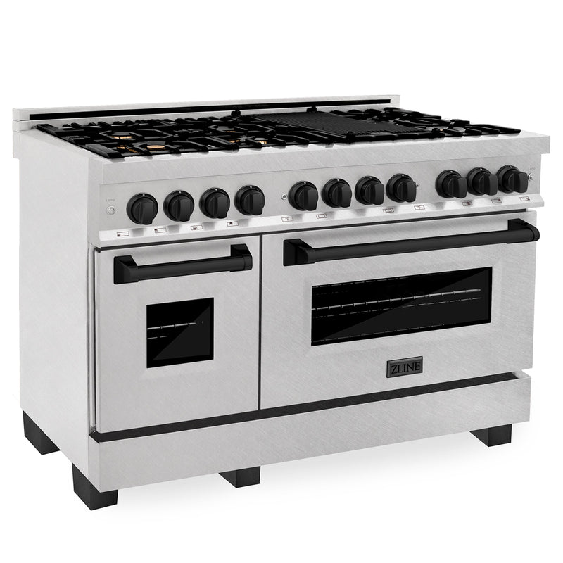 ZLINE Autograph Edition 48" 6.0 cu. ft. Dual Fuel Range with Gas Stove and Electric Oven in DuraSnow Stainless Steel with Accents