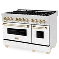 ZLINE Autograph Edition 48" 6.0 cu. ft. Dual Fuel Range with Gas Stove and Electric Oven in DuraSnow Stainless Steel with White Matte Door with Accents