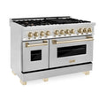 ZLINE Autograph Edition 48" 6.0 cu. ft. Dual Fuel Range with Gas Stove and Electric Oven in Stainless Steel with Accents