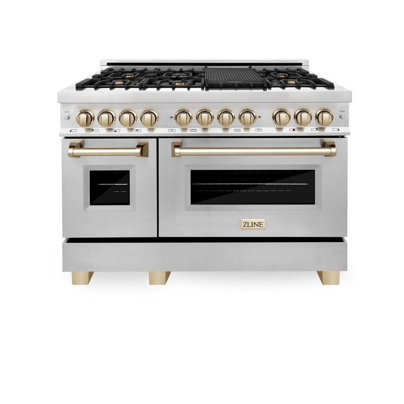 ZLINE Autograph Edition 48" 6.0 cu. ft. Dual Fuel Range with Gas Stove and Electric Oven in Stainless Steel with Accents