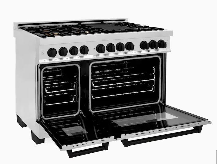 ZLINE Autograph Edition 48" 6.0 cu. ft. Dual Fuel Range with Gas Stove and Electric Oven in Stainless Steel with Accents