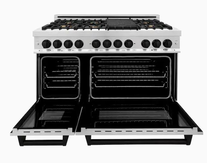 ZLINE Autograph Edition 48" 6.0 cu. ft. Dual Fuel Range with Gas Stove and Electric Oven in Stainless Steel with Accents