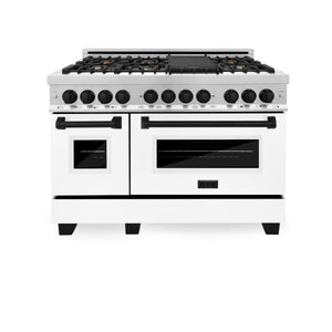ZLINE Autograph Edition 48" 6.0 cu. ft. Dual Fuel Range with Gas Stove and Electric Oven in Stainless Steel with White Matte Door and Accents