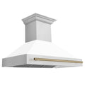 ZLINE Autograph Edition Stainless Steel Range Hood with White Matte Shell and Matte Black Handle