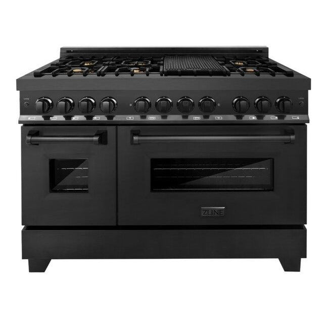 ZLINE Appliance Package - 48 in. Dual Fuel Range with Brass Burners, Range Hood, Dishwasher - 3KP-RABRH48-DW