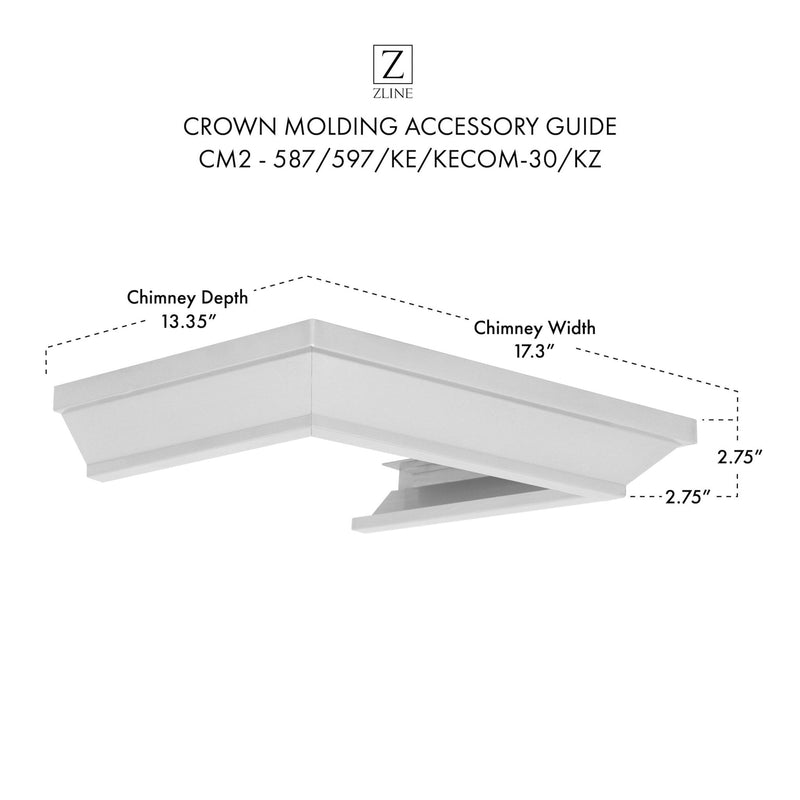 ZLINE Crown Molding 2 For Wall Range Hood (CM2-587/597/KE/KECOM-30/KZ)