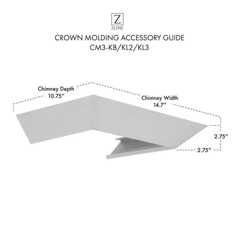 ZLINE Crown Molding 3 For Wall Range Hood (CM3-KB/KL2/KL3)