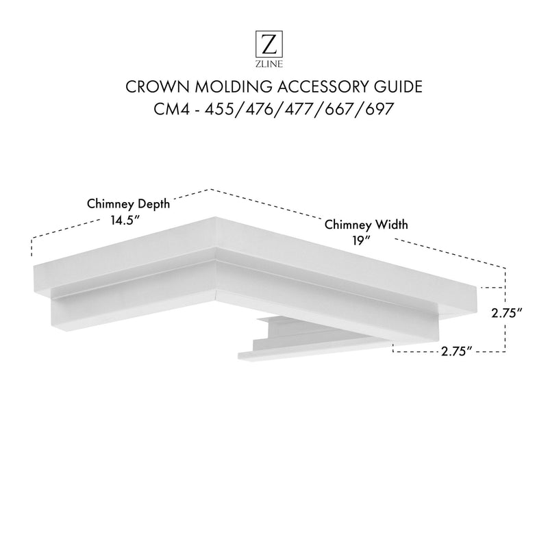 ZLINE Crown Molding 4 For Wall Range Hood (CM4-455/476/477/667/697)