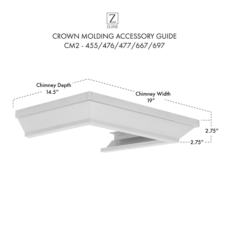 ZLINE Crown Molding Profile 2 for Wall Mount Range Hood (CM2-455/476/477/667/697)