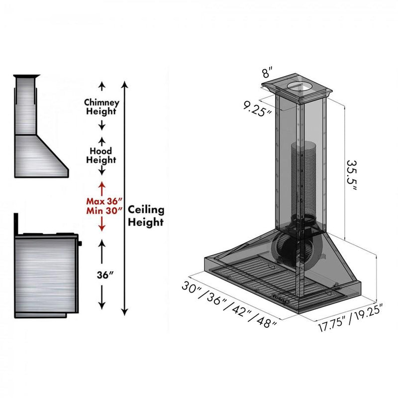 ZLINE Ducted Vent Designer Series Wall Mount Range Hood (KB2-HBXXX)