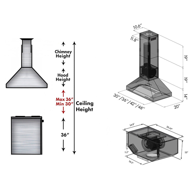 ZLINE Remote Blower Island Mount Range Hood in Stainless Steel (597i-R)