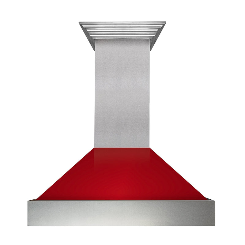 ZLINE Ducted Fingerprint Resistant Stainless Steel Range Hood with Red Gloss Shell (8654RG)