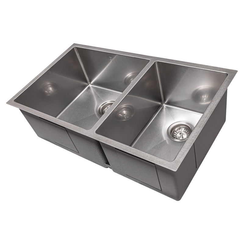 ZLINE 33 in. Chamonix Undermount Double Bowl Kitchen Sink with Bottom Grid (SR60D-33)