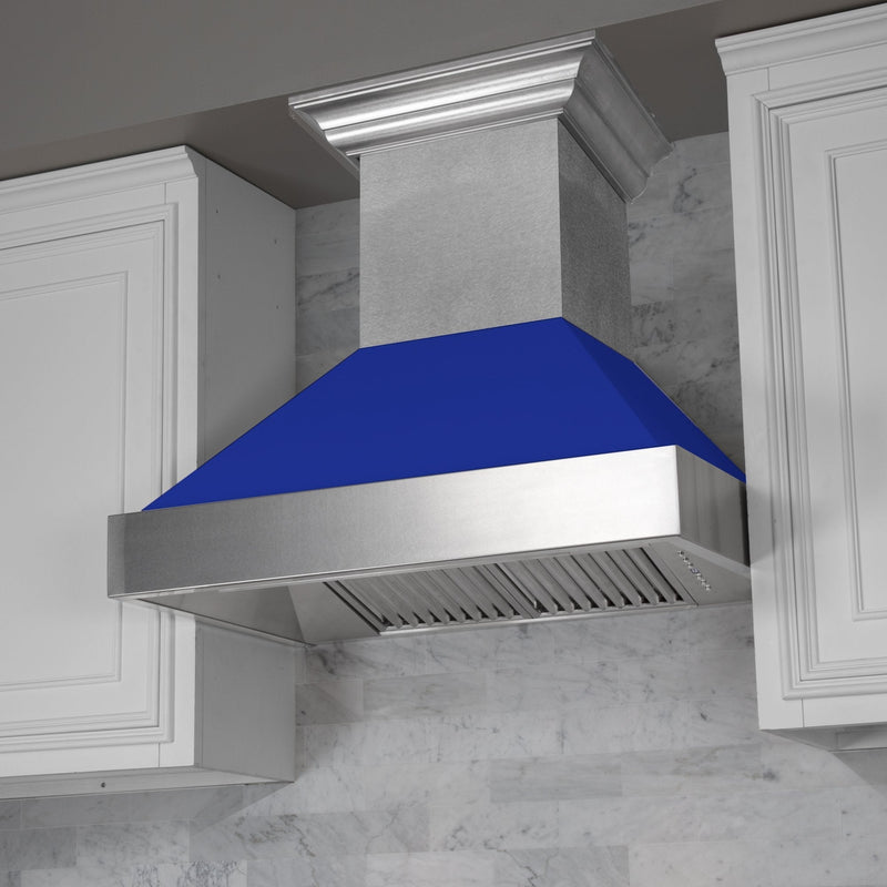 ZLINE Ducted Fingerprint Resistant Stainless Steel Range Hood with Blue Matte Shell (8654BM)