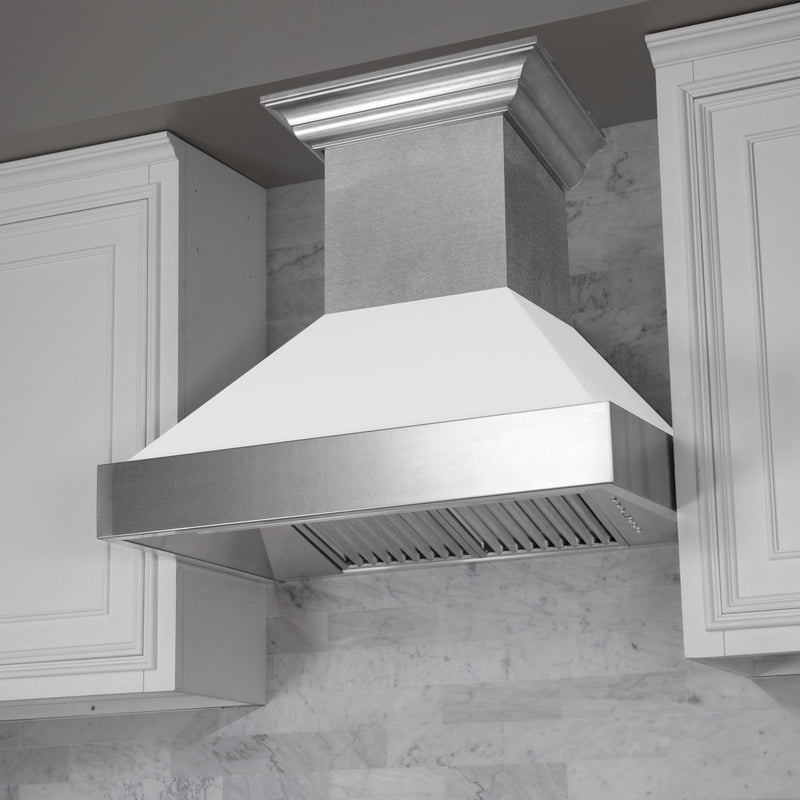 ZLINE Fingerprint Resistant Stainless Steel Range Hood With White Matte Shell (8654WM)