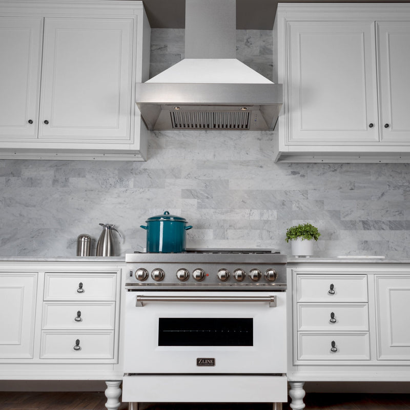 ZLINE Fingerprint Resistant Stainless Steel Range Hood With White Matte Shell (8654WM)