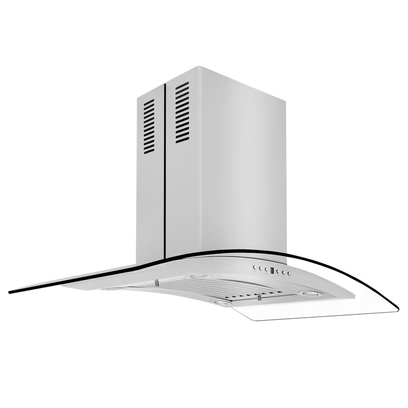 ZLINE Convertible Vent Island Mount Range Hood in Stainless Steel & Glass (GL14i)