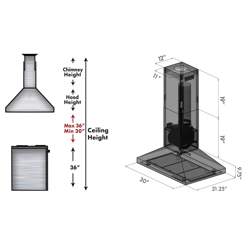 ZLINE Convertible Island Mount Range Hood in Stainless Steel (KL3i)