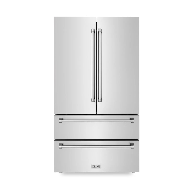 ZLINE Appliance Package - Kitchen Package with Refrigeration, 36" Stainless Steel Rangetop, 36" Range Hood and 30" Double Wall Oven - 4KPR-RTRH36-AWD