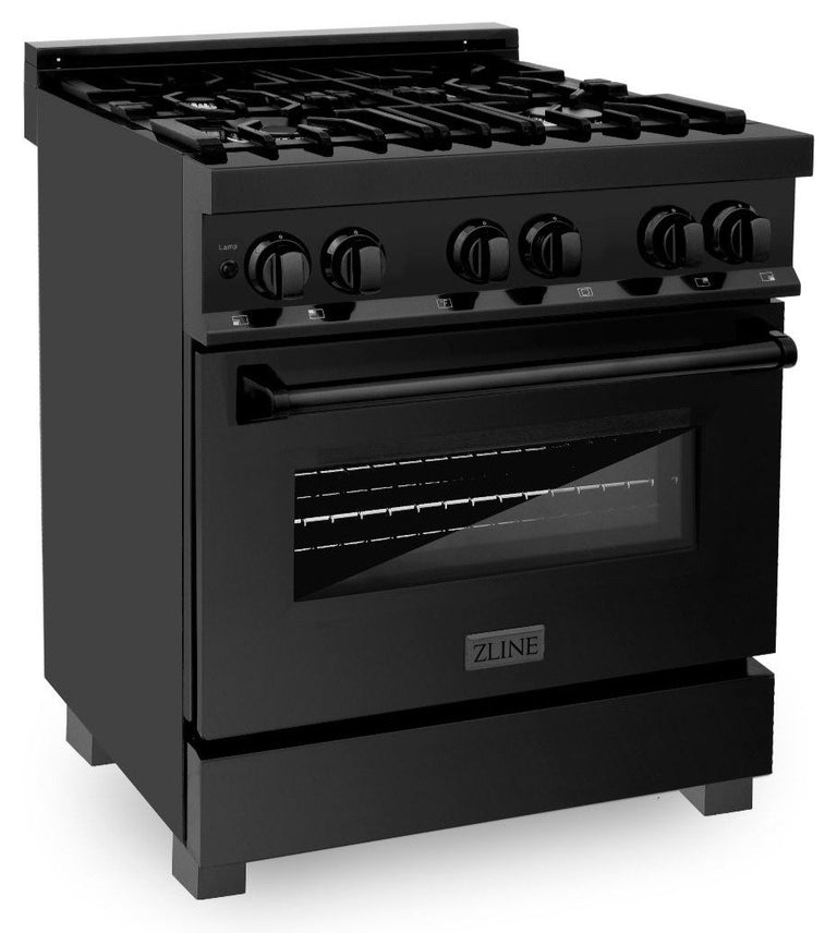 ZLINE Appliance Package - 36 in. Dual Fuel Range, Range Hood, Microwave & Dishwasher in Black Stainless Steel - 4KP-RABRH36-MWDW