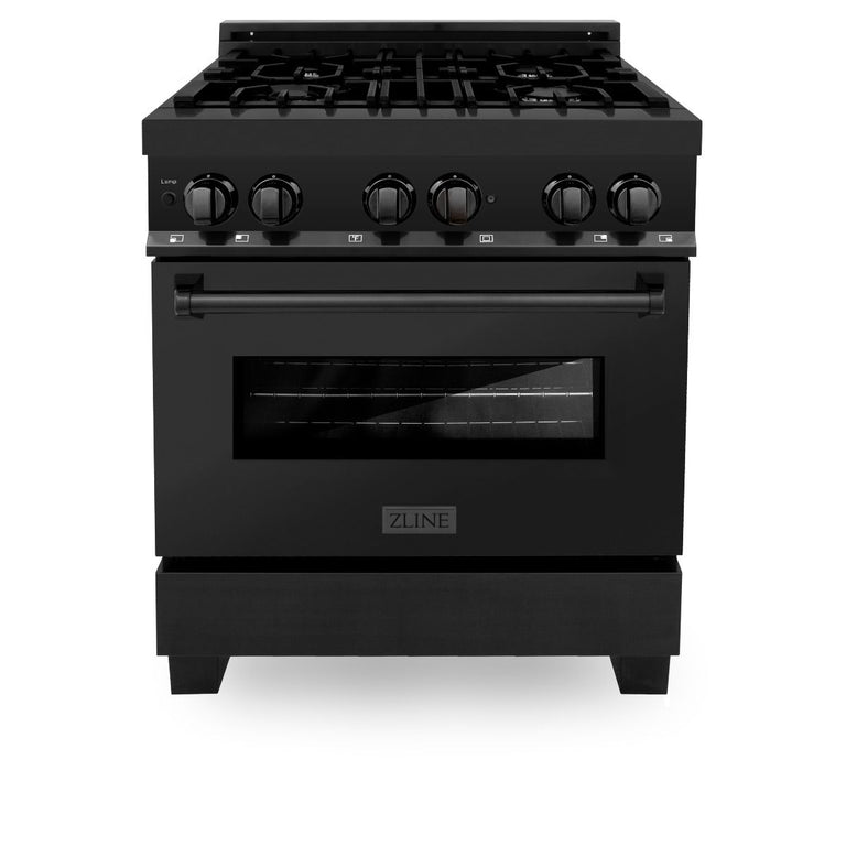 ZLINE Appliance Package - 36 in. Dual Fuel Range, Range Hood, Microwave & Dishwasher in Black Stainless Steel - 4KP-RABRH36-MWDW