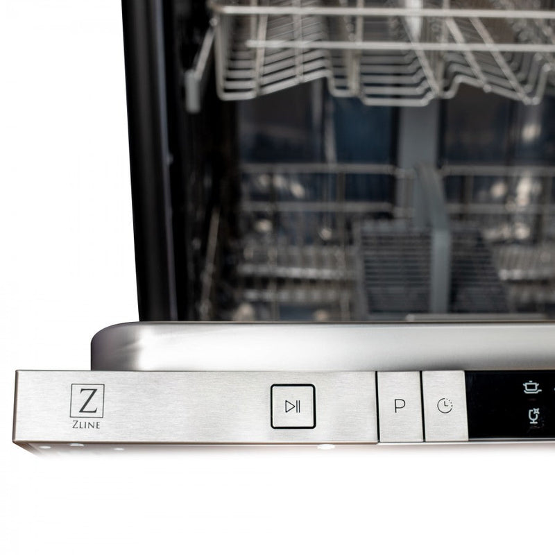 ZLINE 24 in. Top Control Dishwasher with Hand-Hammered Copper Panel and Traditional Style Handle, 52dBa (DW-HH-H-24)
