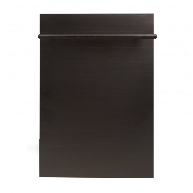 ZLINE 18 in. Compact Top Control Dishwasher with Oil-Rubbed Bronze Panel and Modern Style Handle, 52 dBa (DW-ORB-18)
