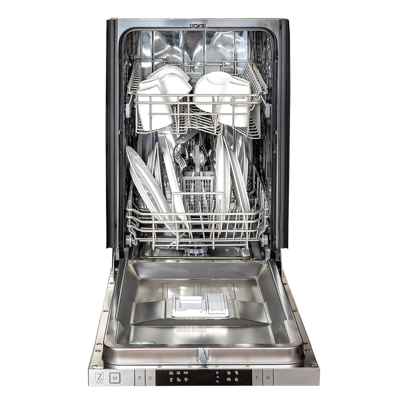 ZLINE 18 in. Compact Top Control Dishwasher with White Matte Panel and Traditional Handle, 52dBa (DW-WM-18)